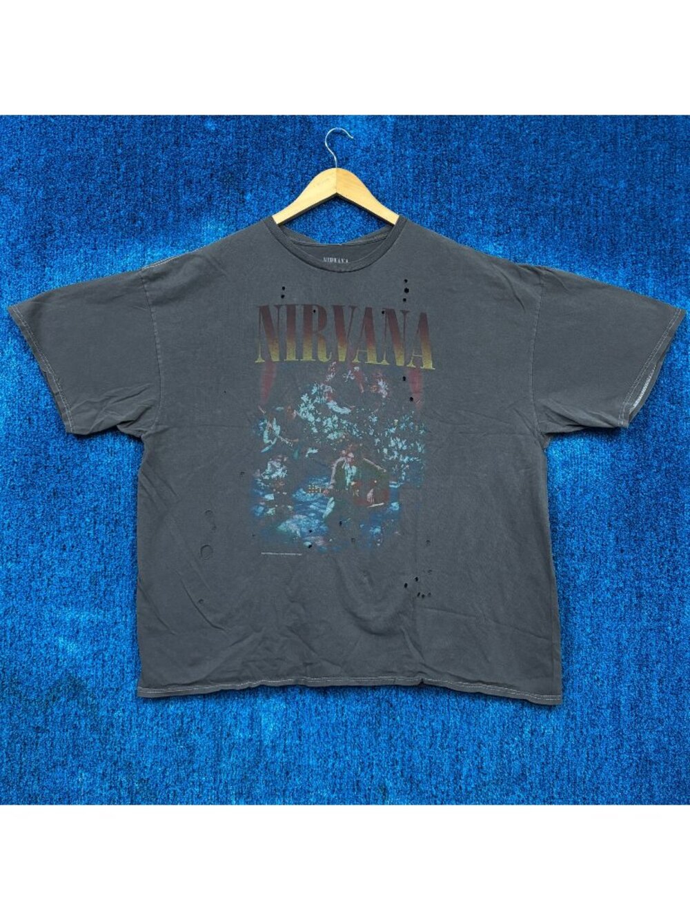 Nirvana Mtv Unplugged Live Set Distressed Grunge Band Tee OS